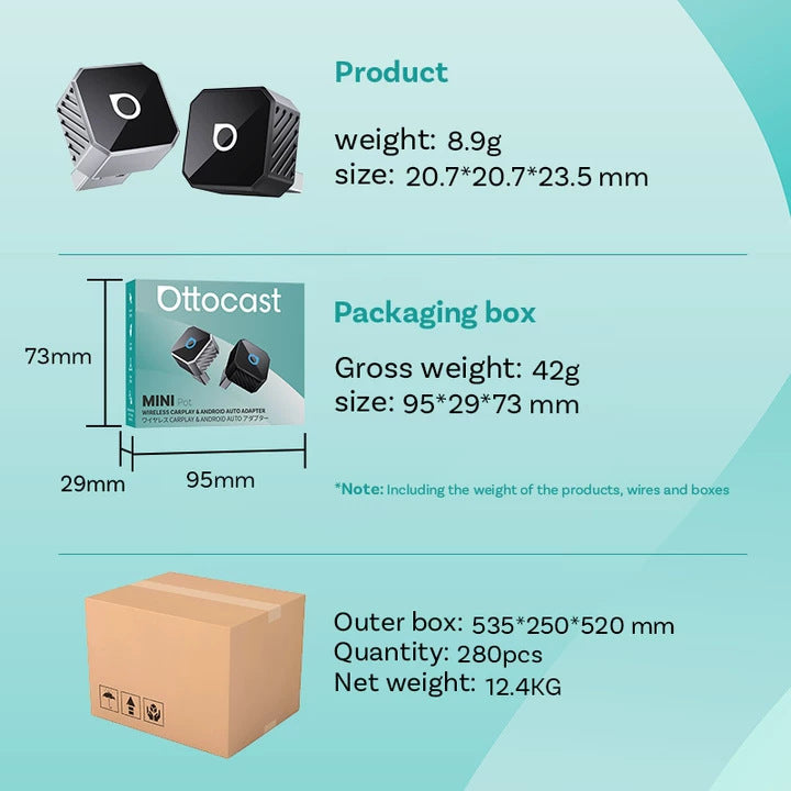 OTTOCAST Express MINI AIR 3 in 1 Cube Adapter 4.0 Wireless CarPlay Android Auto for iOS Screen Mirroring Car Accessories 2026